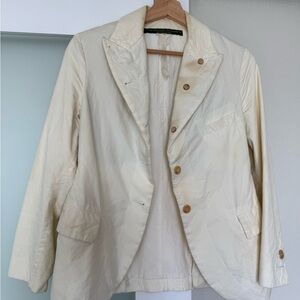 Rare Paul Harnden Shoemakers Cream 100% Cotton Handwash Handmade Women's Blazer